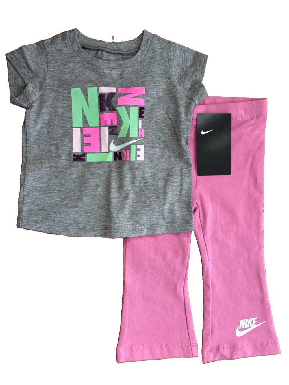 Nike Baby Girls 2-Piece Short Sleeve Pants Set With Flare Legs- 12 Months